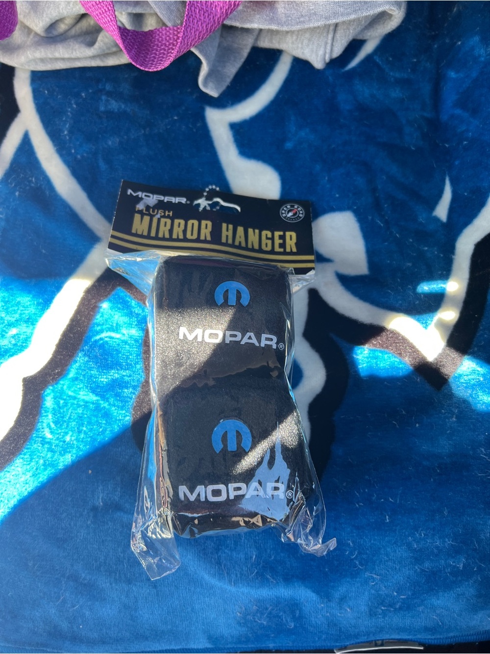 Mopar Black and blue fuzzy dice